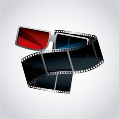 3d glasses and fil tape icon over white background. colorful design. vector illustration