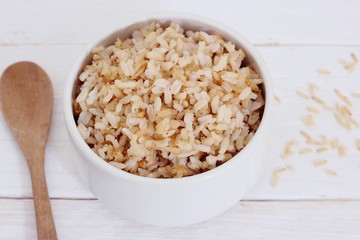 Brown Rice on white background