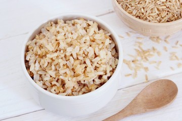 Brown Rice on white background