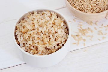 Brown Rice on white background