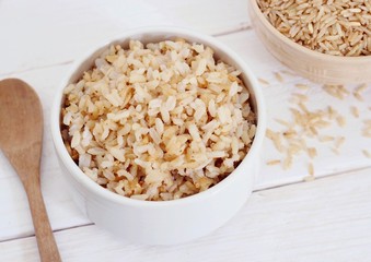 Brown Rice on white background