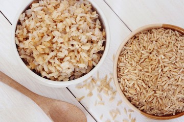 Brown Rice on white background