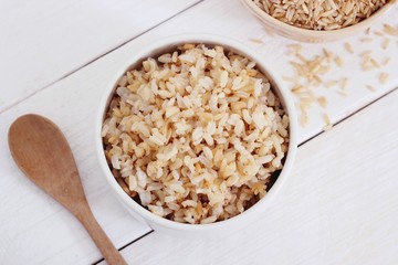 Brown Rice on white background