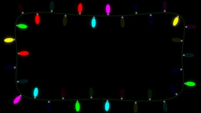 .Blinking Christmas lights on an alpha channel allow the user to place the lights on any background they choose. Lights are set up to act as a frame and user can choose to place copy on the clip.