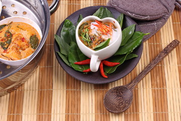 Streamed fish curry in Heart-shaped cup .