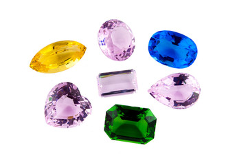Gem stones simulation isolated on white background