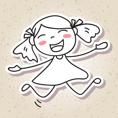hand drawing abstract people happy kid happiness concept
