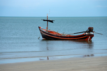 Naklejka na ściany i meble Fishing boats on the beach. Thailand.