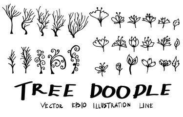 Set of tree doodles vector eps10