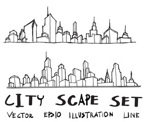 Naklejka premium Cityscape Vector Illustration Line Sketched Up eps10