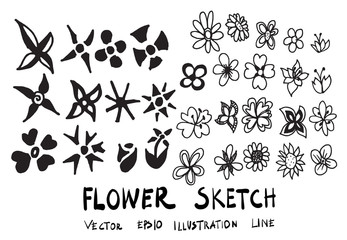 Set of flower doodle sketch eps10
