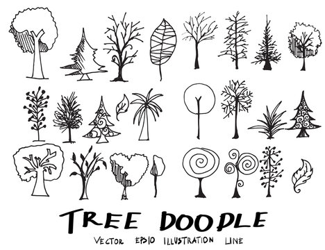Set of tree doodles vector eps10