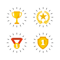 Fototapeta premium golden awards items icons over white background. colorful design. vector illustration
