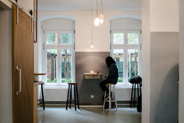 Cafe in Berlin Germany with coffee
