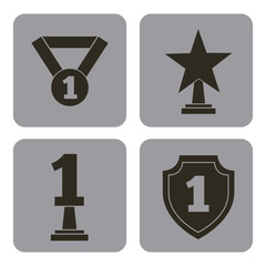 awards items icons over gray squares and white background. vector illustration