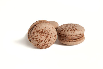 Tasty chocolate macaroon isolated on a white background