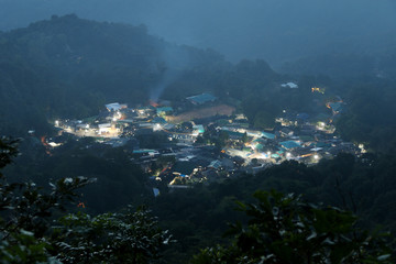 Hill tribes of northern Thailand at night.