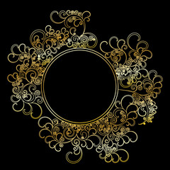 Gold vector curl  round frame 