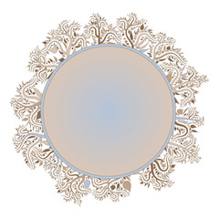Vector fantasy curl tree  round frame 
