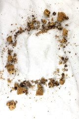 Frame made up by chocolate chips cookie crumbs