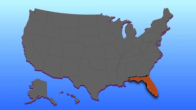 .An animation of the United States shows an emphasis on Florida as the state takes on its own form..