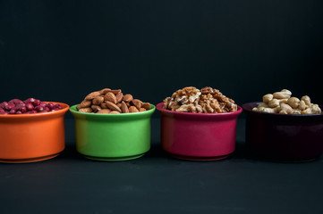 Set of variety of nuts. Almond, peanut,cashew, walnut.