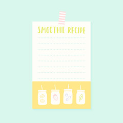 Smoothie recipe card. Vector hand drawn illustration