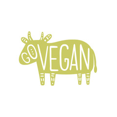 Go vegan motivational illustration. Pig silhouette. Vector