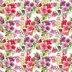 Seamless pattern garden flowers