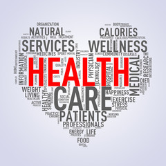 Fototapeta na wymiar Wordcloud healthcare heart concept health