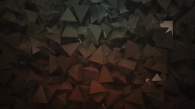 Three-dimensional triangular reflective block shapes toned in a subtle gray and rust color. Good for a background design element, computer wallpaper or screen saver..