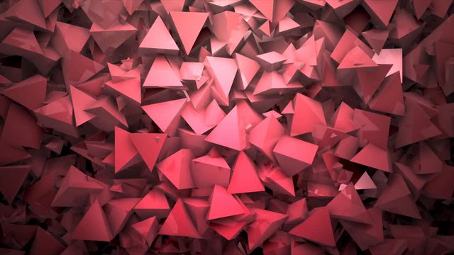 Three-dimensional triangular reflective block shapes toned in a subtle red hue. Good for a background design element, computer wallpaper or screen saver..