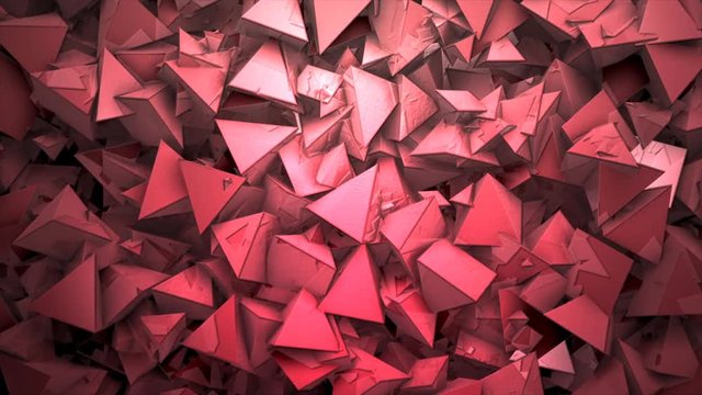 Three-dimensional triangular reflective block shapes textured and toned in a subtle red hue. Good for a background design element, computer wallpaper or screen saver..