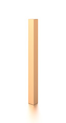 Brown corrugated cardboard box from side angle. Blank, vertical, tall, long and rectangle shape.