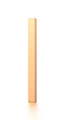 Brown corrugated cardboard box from front far side angle. Blank, vertical, tall, long and rectangle shape.