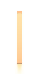 Brown corrugated cardboard box from top front angle. Blank, vertical, tall, long and rectangle shape.