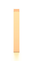 Brown corrugated cardboard box from top front angle. Blank, vertical, tall, long and rectangle shape.