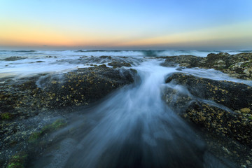 Reverse sunset over ocean