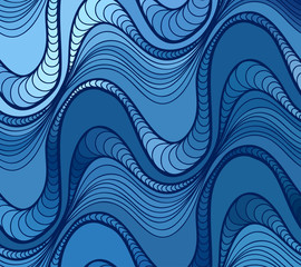 Vector wave background of doodle hand drawn lines