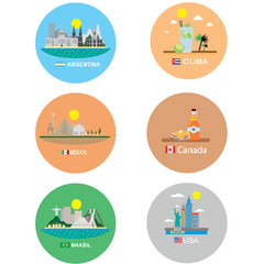 Travel information cards. Landscape template countries