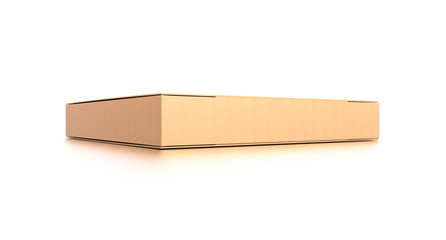 Brown corrugated cardboard box from side closeup angle. Blank, horizontal, and rectangle shape.