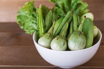 group of vegetable cucumbers,thai eggplants,long beens,Winged be