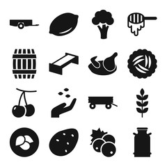 Set of 16 Agriculture filled icons