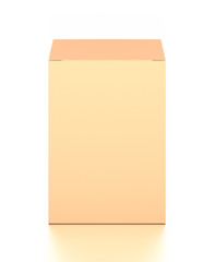 Fototapeta premium Brown corrugated cardboard box from top front angle. Blank, vertical, and rectangle shape.