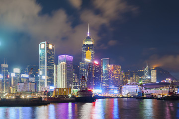 Fototapeta na wymiar Victoria Harbor of Hong Kong City at night