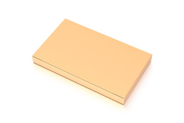 Brown corrugated cardboard box from top side closeup angle. Blank, horizontal, and rectangle shape.