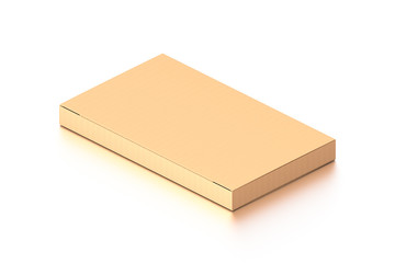 Brown corrugated cardboard box from isometric angle. Blank, horizontal, and rectangle shape.