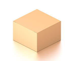 Brown corrugated cardboard box from isometric angle. Blank, horizontal, and rectangle shape.