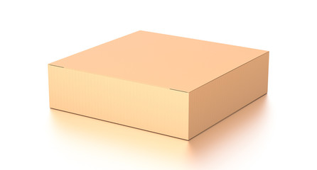 Brown corrugated cardboard box from top side angle. Blank, horizontal, and rectangle shape.