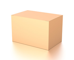 Brown corrugated cardboard box from top side angle. Blank, horizontal, and rectangle shape.